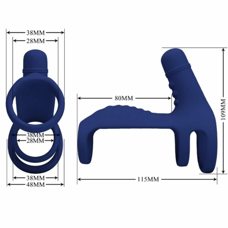 Pretty Love Elish Blue Vibrating Intimate Ring with Extension 10 Modes