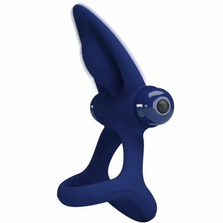 Pretty Love MAT Double Silicone Ring Blue - 10-Mode Vibrating Couples System