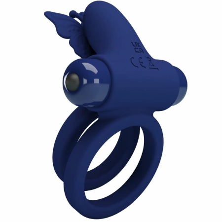Pretty Love Jamele Blue Dual Ring with Vibrating Butterfly System