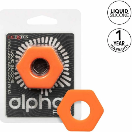 CalExotics Alpha Prolong Liquid Silicone Hexagonal Ring Orange 2 cm