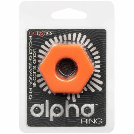 CalExotics Alpha Prolong Liquid Silicone Hexagonal Ring Orange 2 cm