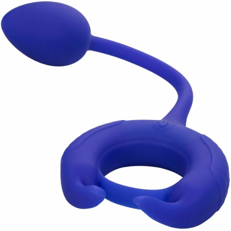 CalExotics Admiral Weighted Silicone Ring Blue - Dual Motor, 10 Modes, USB
