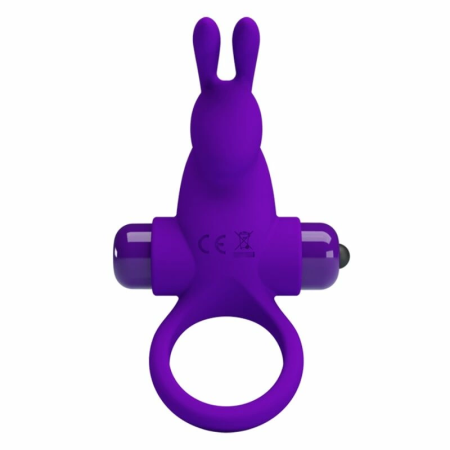 Pretty Love I Rabbit Vibrating Silicone Partner Ring, Dark Purple