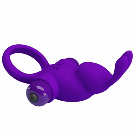 Pretty Love I Rabbit Vibrating Silicone Partner Ring, Dark Purple
