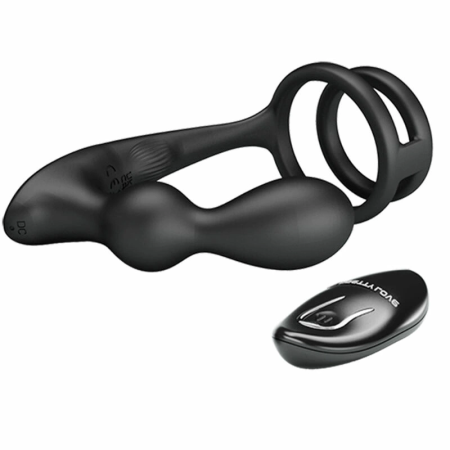 Pretty Love Marshall Dual Stimulation Silicone Ring Set with Remote, Black