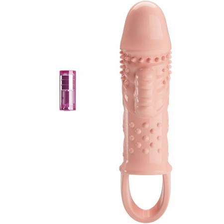 Pretty Love Cecelia Vibrating Extension Sleeve Natural TPR Adjustable Fit