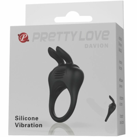 Pretty Love Davion Silicone Vibrating Ring - Black, Adjustable Fit