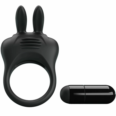 Pretty Love Davion Silicone Vibrating Ring - Black, Adjustable Fit