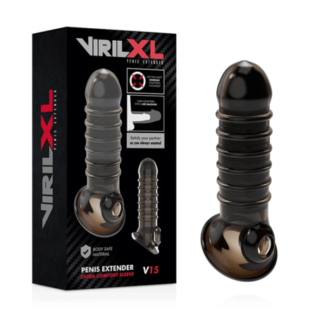 VirilXL V15 Intimate Extension Sheath Black 13.5cm Adjustable TPE