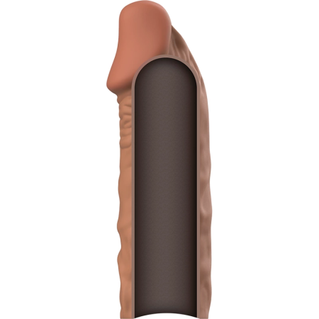 VirilXL Liquid Silicone V5 Extension Sleeve Brown 11cm Adjustable Fit