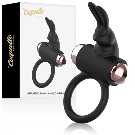 Coquette Chic Desire Ring with Vibration Black/Gold - IPX6 Silicone, 82x41mm