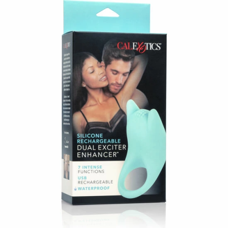 CalExotics Dual Exciter Ring Rechargeable Silicone 7 Modes Black 7.5cm
