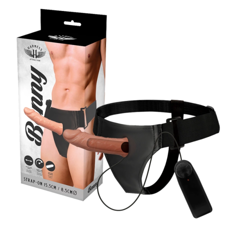Attraction Harness Benny Hollow Intimate Device with Vibrator 15 cm Beige