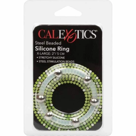 CalExotics Steel Beaded Silicone Performance Ring XL, 5 cm, Black