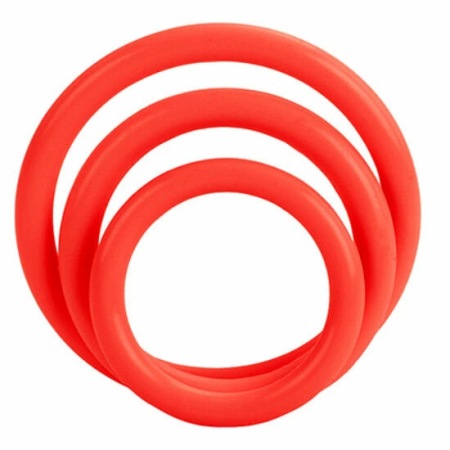 CalExotics Tri-Rings Set Red - Silicone Anatomical Rings, 3 Sizes