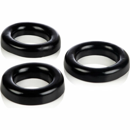 CalExotics Colt Silicone Rings Set 3 Sizes Black Adjustable System