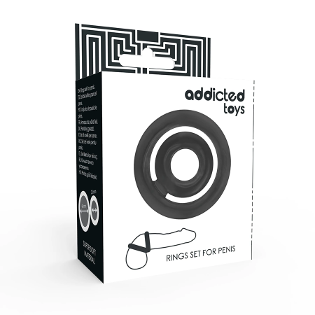 Addicted Toys Potenz Dual Silicone Support Ring Set Black 42/20mm