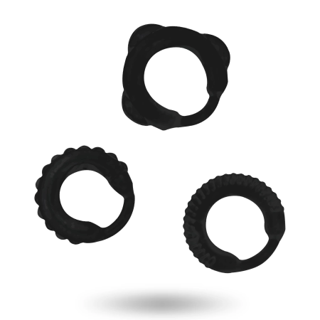 Addicted Toys Set of 3 Black Silicone Support Rings - Adjustable Sizes