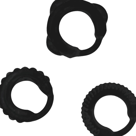 Addicted Toys Set of 3 Black Silicone Support Rings - Adjustable Sizes