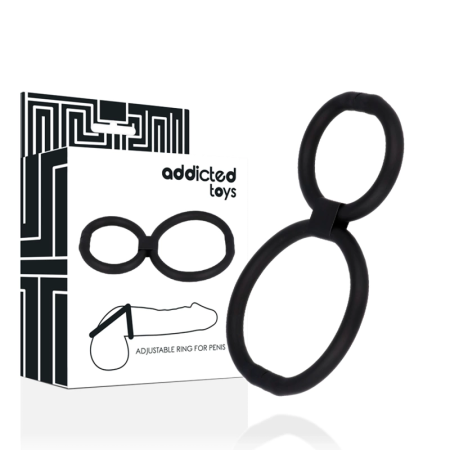 Addicted Toys Adjustable Dual Silicone Rings Flexible Black 3.8/5.8cm