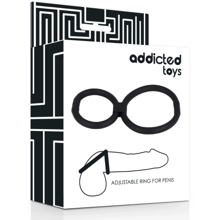 Addicted Toys Adjustable Dual Silicone Rings Flexible Black 3.8/5.8cm
