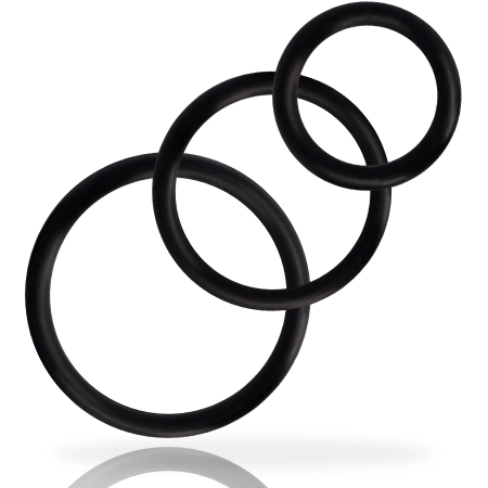 Addicted Toys Set of 3 Black Silicone Support Rings - S/M/L Sizes
