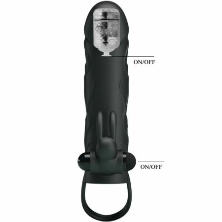 Pretty Love Silicone Extension Sleeve 14 cm Black with Vibration