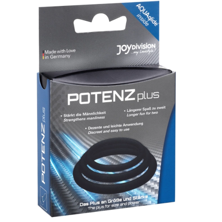 JOYDIVISION PotenzDuo Plus Set - 3 Black Silicone Support Rings S/M/L