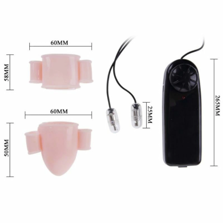 Baile Alfred Intimate Vibrating Sleeve Set with Dual Remote Control, Natural