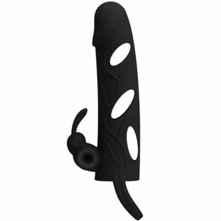 Pretty Love Silicone Extension Sleeve 14cm Black with Vibrating System