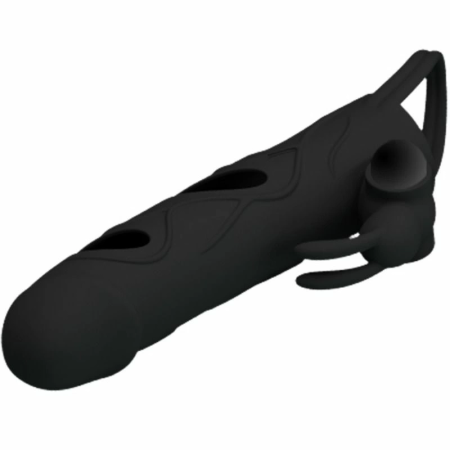 Pretty Love Silicone Extension Sleeve 14cm Black with Vibrating System