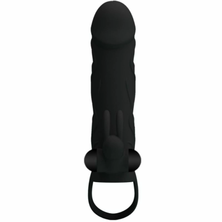 Pretty Love Silicone Extension Sleeve 14cm Black with Vibrating System