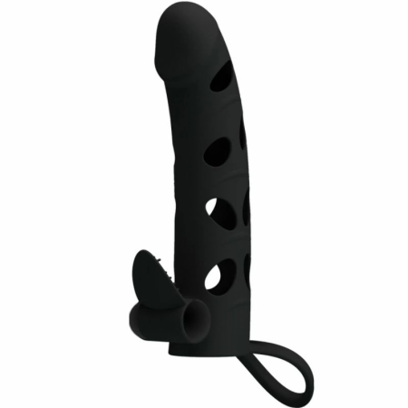 Pretty Love Silicone Extension Sleeve Black 15.2 cm with Vibration