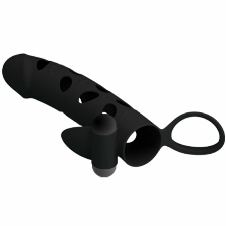 Pretty Love Silicone Extension Sleeve Black 15.2 cm with Vibration