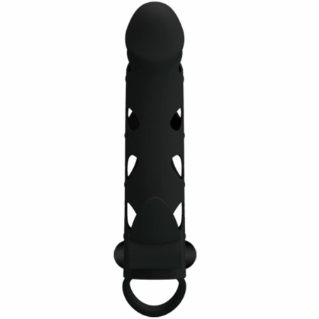 Pretty Love Silicone Extension Sleeve Black 15.2 cm with Vibration