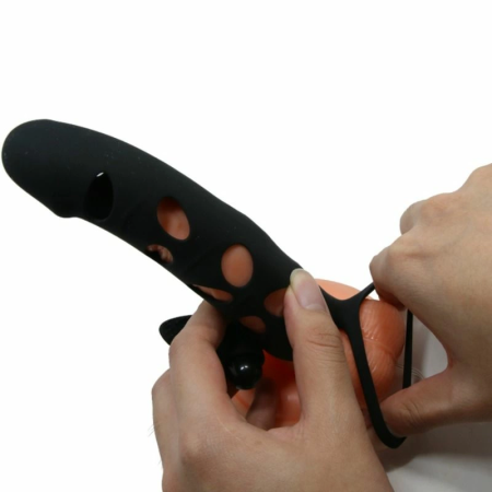 Pretty Love Silicone Extension Sleeve Black 15.2 cm with Vibration