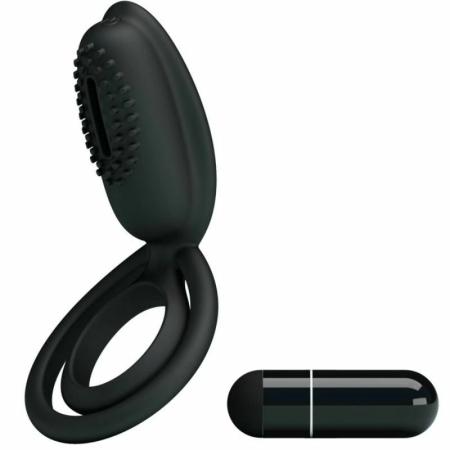 Pretty Love Esther Intimate Silicone Ring with Vibrating Feature Black