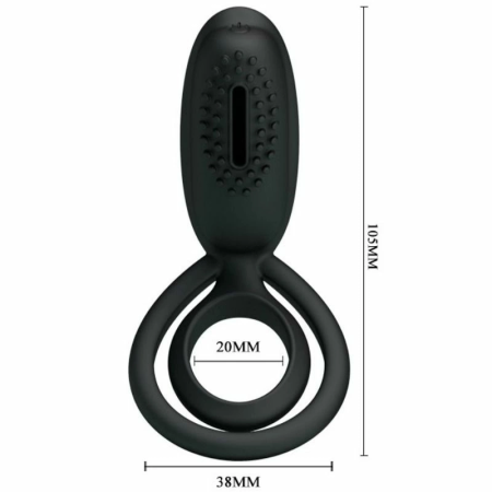 Pretty Love Esther Intimate Silicone Ring with Vibrating Feature Black