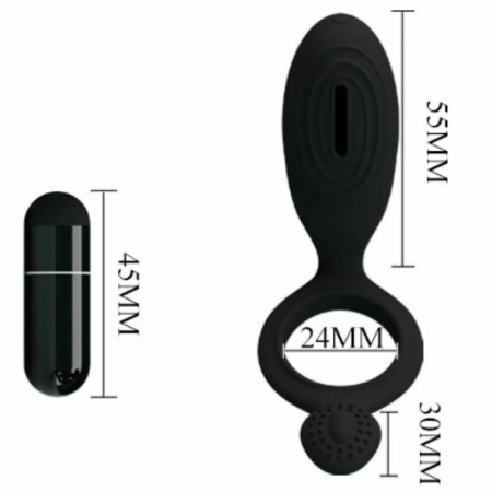 Pretty Love Ethel Black Silicone Vibrating Intimate Ring