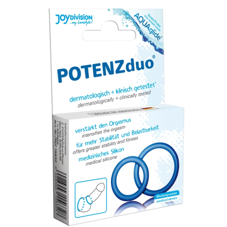JOYDIVISION POTENZduo Blue XL Dual Support Rings - Flexible Silicone