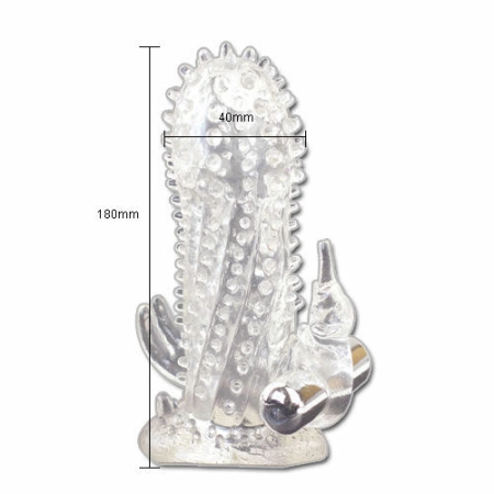 Baile Brave Man Rabbit Extension Sleeve with Vibrating Stimulator 18cm