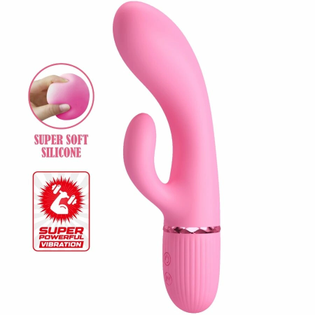 Pretty Love BW-500059 Silicone Dual Stimulation Vibrator Pink USB 10 Modes