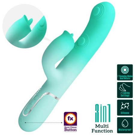 Pretty Love Gigi Aqua Green Dual-Action Intimate Device Silicone