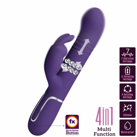 Pretty Love Coale Multi-Function Rabbit Intimate Device 4-in-1 Purple