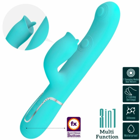 Pretty Love Aqua Green Dual-Action Vibrator with Licking System