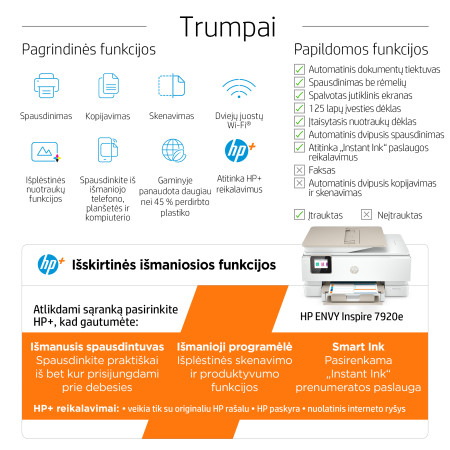 HP ENVY Bevielis Visiškai Integruotas Spausdintuvas su Instant Ink