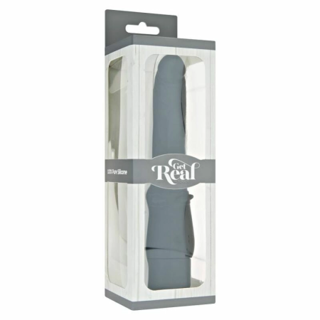 GET REAL Classic Smooth Silicone Vibrator 17.5cm Black Waterproof