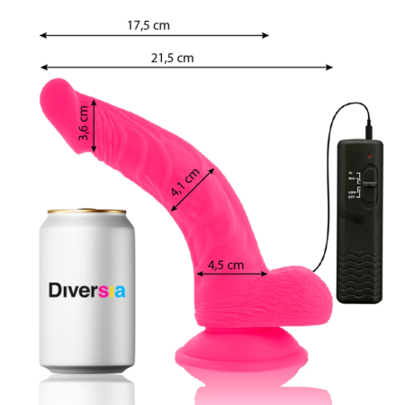 Diversia Flexible Vibrating Device Pink 21.5cm with Suction Cup & Remote