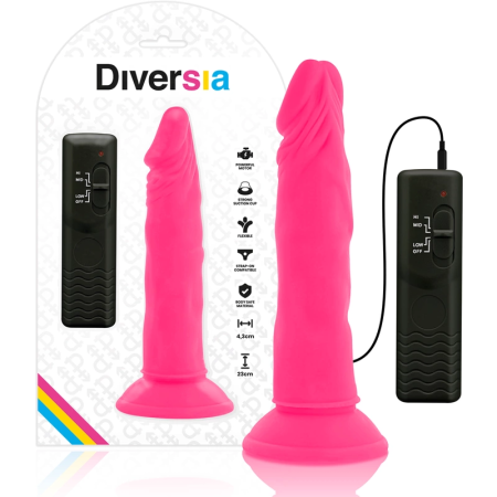 Diversia Flexible Vibrating Intimate Device Pink 23cm, Suction Cup, Remote
