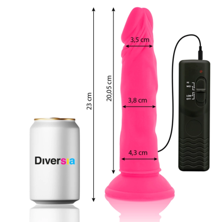 Diversia Flexible Vibrating Intimate Device Pink 23cm, Suction Cup, Remote